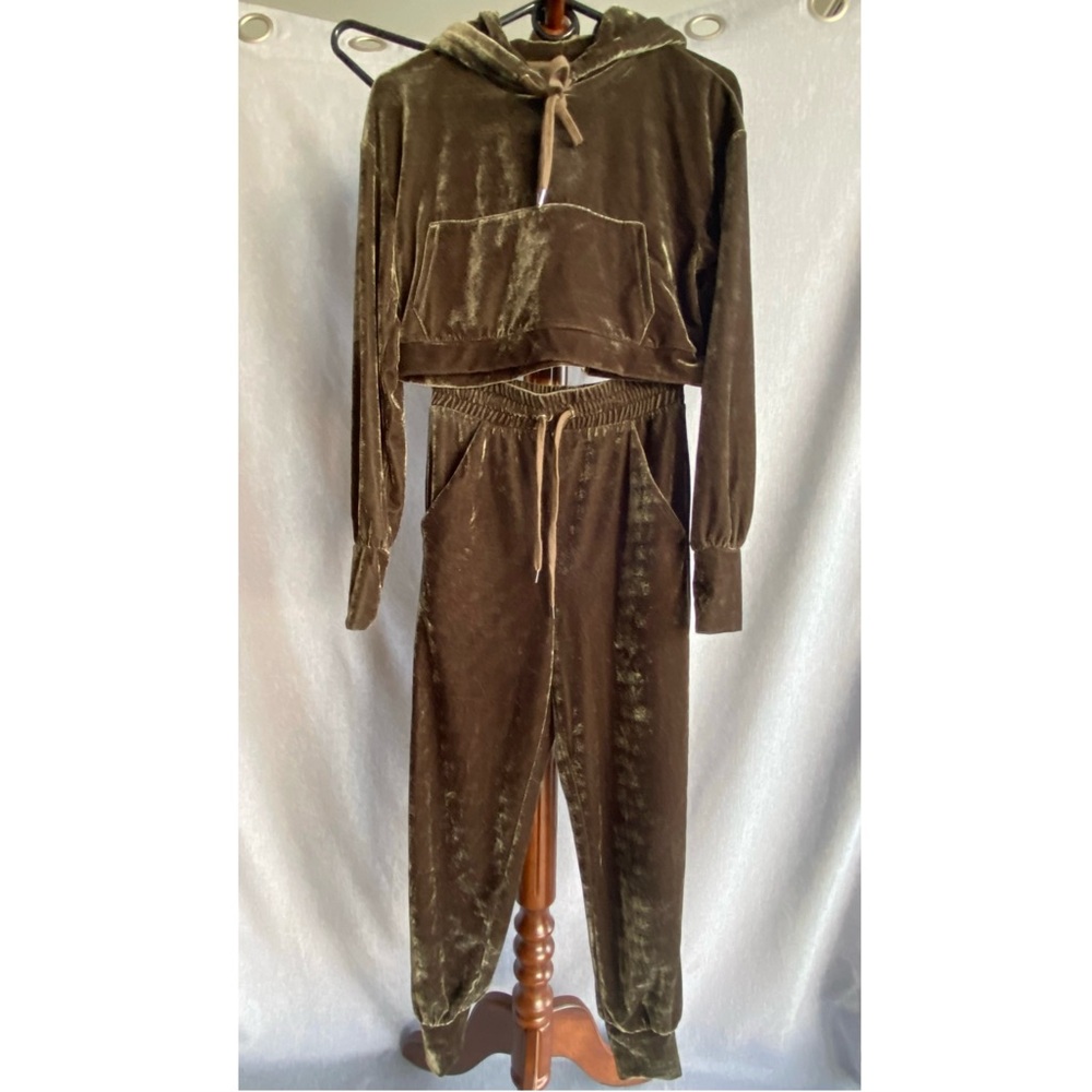 Michael Costello X Revolve | Stylish Comfy Velvet Jogger Sweatsuit Set Size XS - Picture 5 of 15